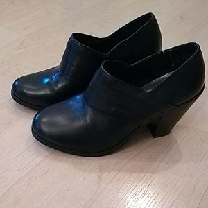 Black leather booties